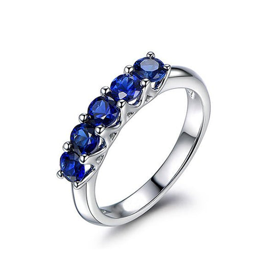 Five Stone Sapphire Ring September Birthstone Band Women's Ring