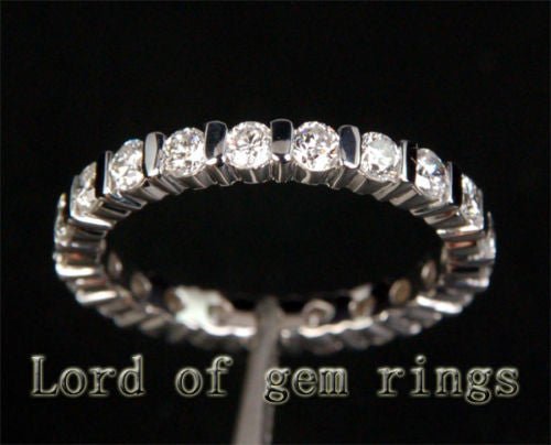 Floating Bar-Set Diamond Eternity Wedding Band (.85ct.tw.) - Lord of Gem Rings