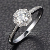 Floral Diamond Halo Round Moissanite Engagement Ring - Lord of Gem Rings