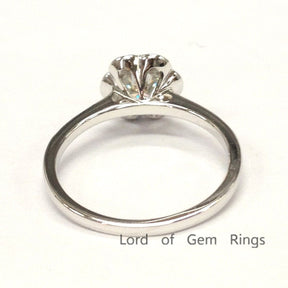 Floral Halo Round Moissanite Diamond Ring - Lord of Gem Rings