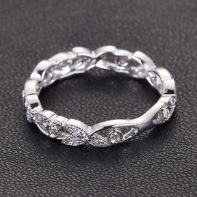 Floral Leaf Eternity Diamond Wedding Band 14K Gold - Lord of Gem Rings