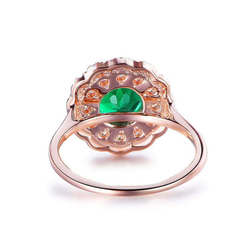 Floral Round Emerald Moissanite Engagement Ring - Lord of Gem Rings