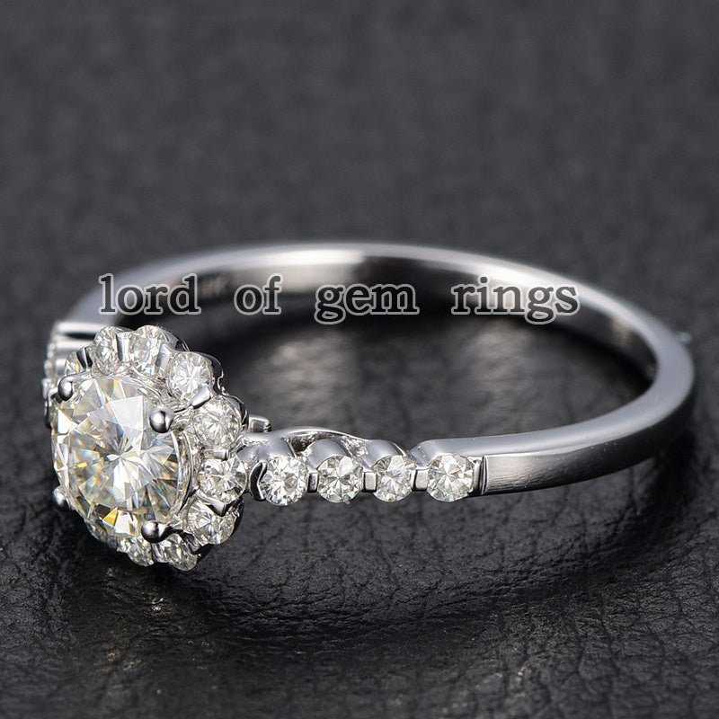 Floral Round Moissanite Engagement Ring - Lord of Gem Rings