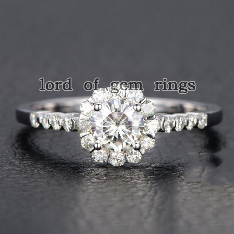 Floral Round Moissanite Engagement Ring - Lord of Gem Rings