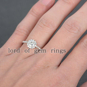 Floral Round Moissanite Engagement Ring - Lord of Gem Rings