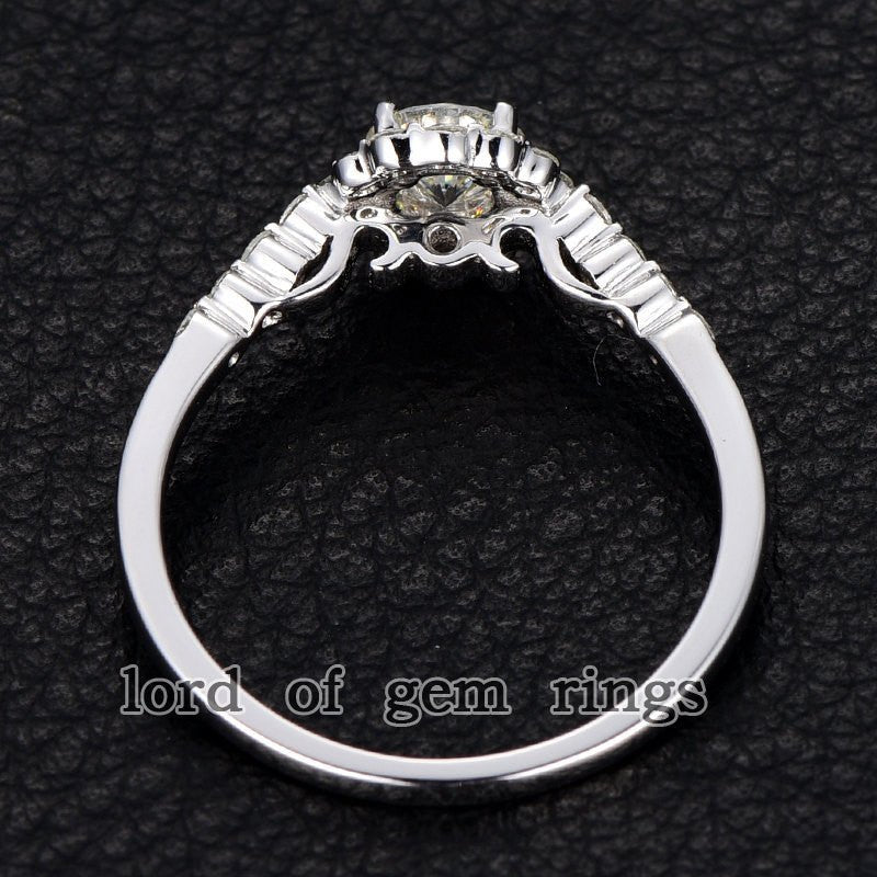 Floral Round Moissanite Engagement Ring - Lord of Gem Rings