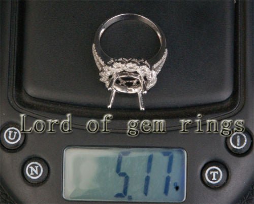 Flower 10mm Round Cut 14K White Gold .49ctw Diamonds Semi Mount Engagement Ring - Lord of Gem Rings