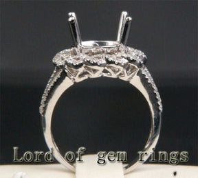 Flower 10mm Round Cut 14K White Gold .49ctw Diamonds Semi Mount Engagement Ring - Lord of Gem Rings