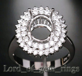 Flower 8x10mm Oval 14K White Gold .85CT Diamond Halo Setting - Lord of Gem Rings