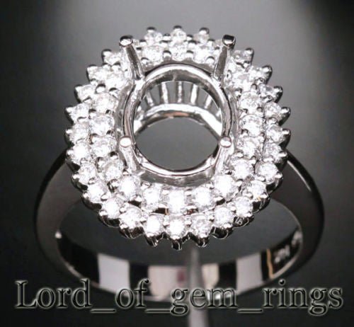 Flower 8x10mm Oval 14K White Gold .85CT Diamond Halo Setting - Lord of Gem Rings