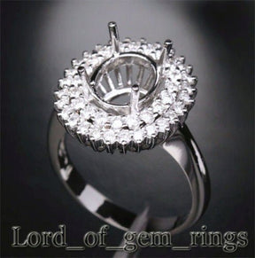 Flower 8x10mm Oval 14K White Gold .85CT Diamond Halo Setting - Lord of Gem Rings