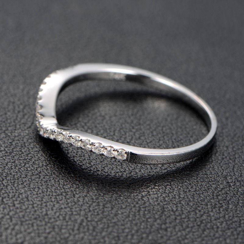 French Pave Diamond Chevron Half Eternity Wedding Band - Lord of Gem Rings