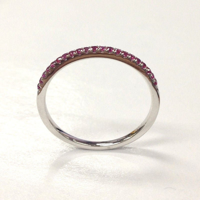 French Pave Ruby Half Eternity July Birthstone Band - Lord of Gem Rings