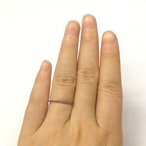 French Pave Ruby Half Eternity July Birthstone Band - Lord of Gem Rings