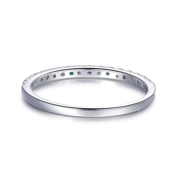 French V Pave Amethyst Emerald Diamond Half Eternity Feb/May Birthstone Band - Lord of Gem Rings