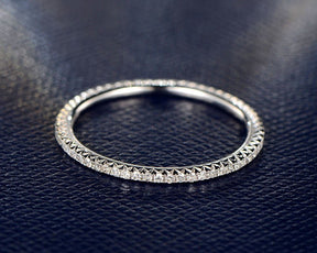 French V Pave Diamond Full Eternity Stackable Wedding Band - Lord of Gem Rings