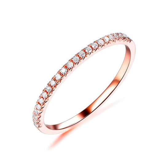 French V Pave Diamond Half Eternity Wedding Band