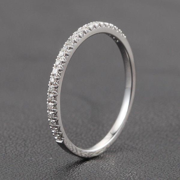 French V Pave Diamond Half Eternity Wedding Band - Lord of Gem Rings