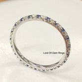 French V Pave Sapphire Diamond Eternity September Birthstone Band - Lord of Gem Rings