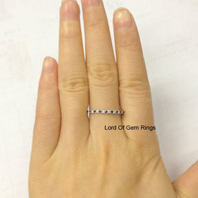 French V Pave Sapphire Diamond Eternity September Birthstone Band - Lord of Gem Rings
