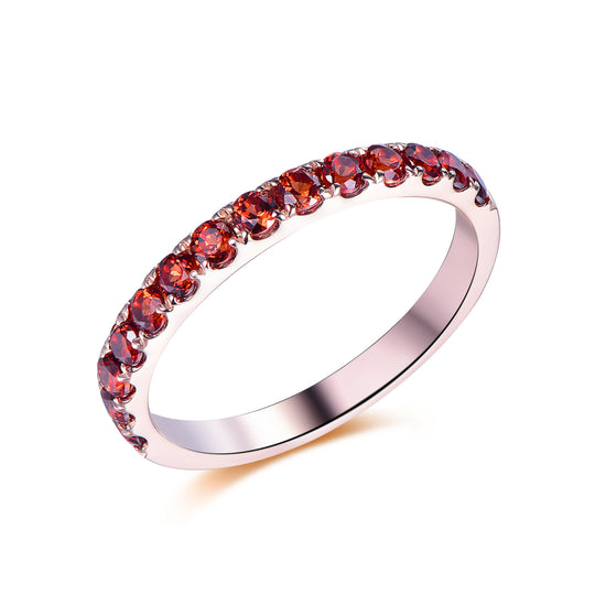 Garnet Band Half Eternity January Birthstone Band 14K Gold