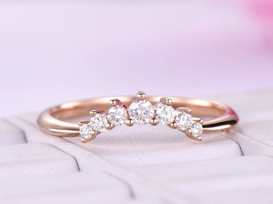 Graduated Diamond Chevron Wedding Ring 14K Rose Gold