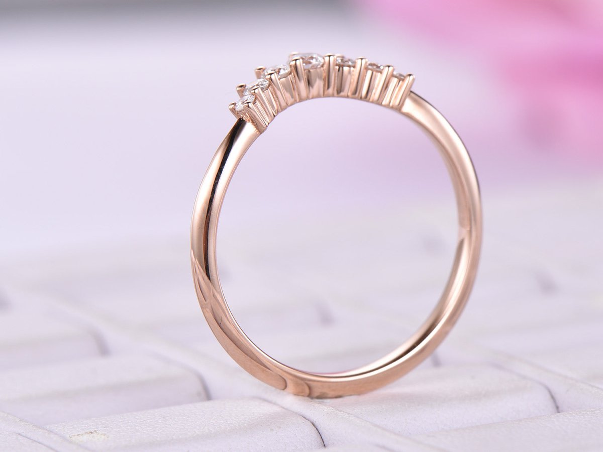 Graduated Diamond Chevron Wedding Ring 14K Rose Gold - Lord of Gem Rings