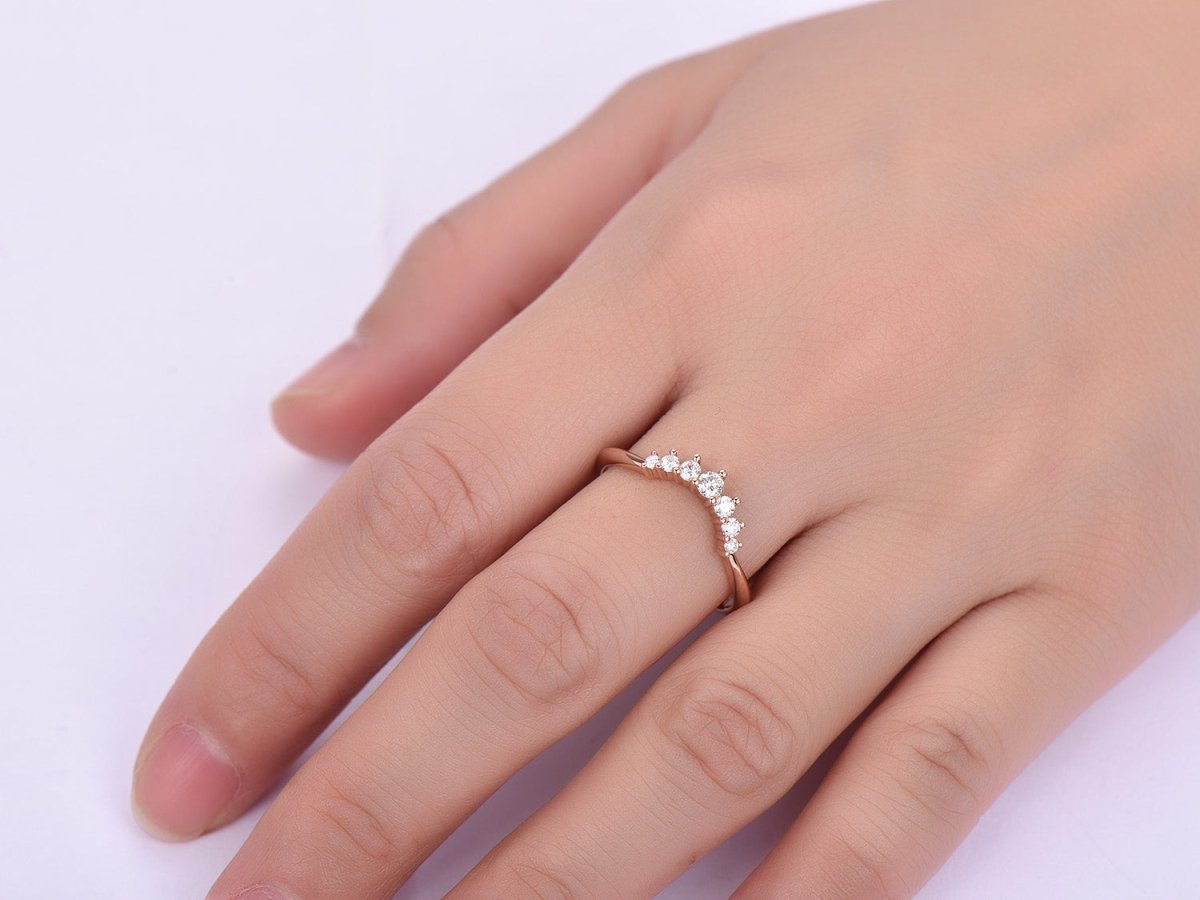 Graduated Diamond Chevron Wedding Ring 14K Rose Gold - Lord of Gem Rings