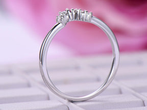 Graduated Round Diamond Ruby Tiara Wedding Ring 14K White Gold - Lord of Gem Rings