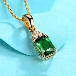 Green Tourmaline Diamond Pendant 18k Yellow Gold - Lord of Gem Rings