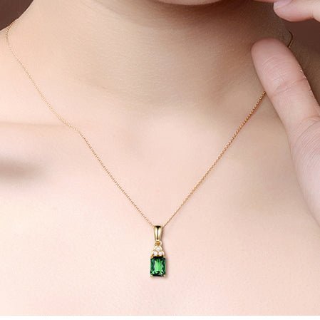 Green Tourmaline Diamond Pendant 18k Yellow Gold - Lord of Gem Rings