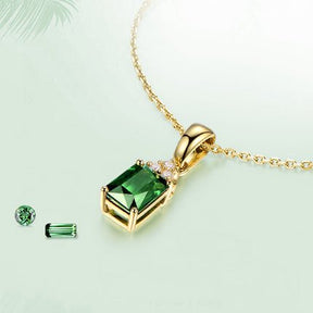 Green Tourmaline Diamond Pendant 18k Yellow Gold - Lord of Gem Rings