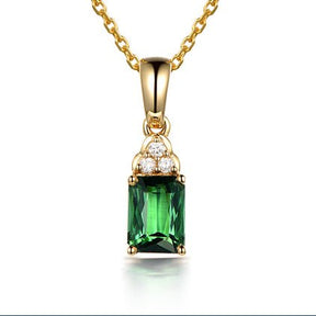 Green Tourmaline Diamond Pendant 18k Yellow Gold - Lord of Gem Rings