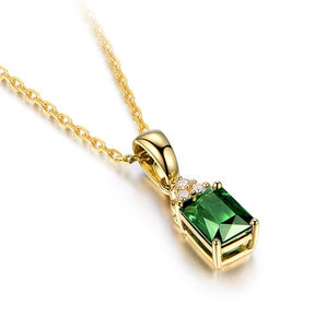 Green Tourmaline Diamond Pendant 18k Yellow Gold - Lord of Gem Rings