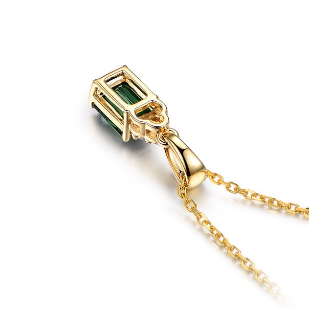 Green Tourmaline Diamond Pendant 18k Yellow Gold - Lord of Gem Rings