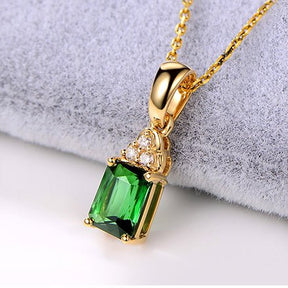 Green Tourmaline Diamond Pendant 18k Yellow Gold - Lord of Gem Rings