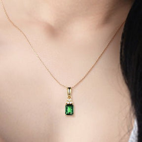 Green Tourmaline Diamond Pendant 18k Yellow Gold - Lord of Gem Rings