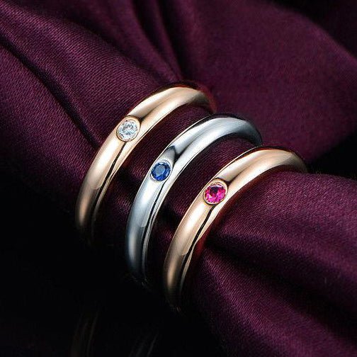 Gypsy-Set Diamond Sapphire Tourmaline Birthstone Band Trio Set 18K Gold - Lord of Gem Rings