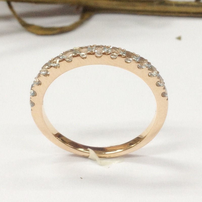 Half Eternity Aquamarine March Birthstone Band 14K Rose Gold - Lord of Gem Rings