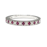 Half Eternity Moissanite Ruby Milgrain July Birthstone Band - Lord of Gem Rings