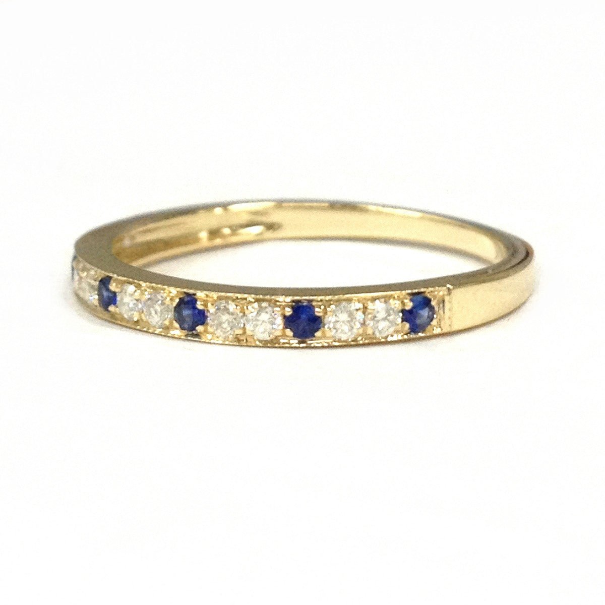 Half Eternity Moissanite Sapphire September Birthstone Band - Lord of Gem Rings