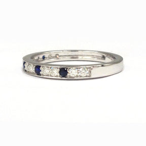 Half Eternity Moissanite Sapphire September Birthstone Band - Lord of Gem Rings