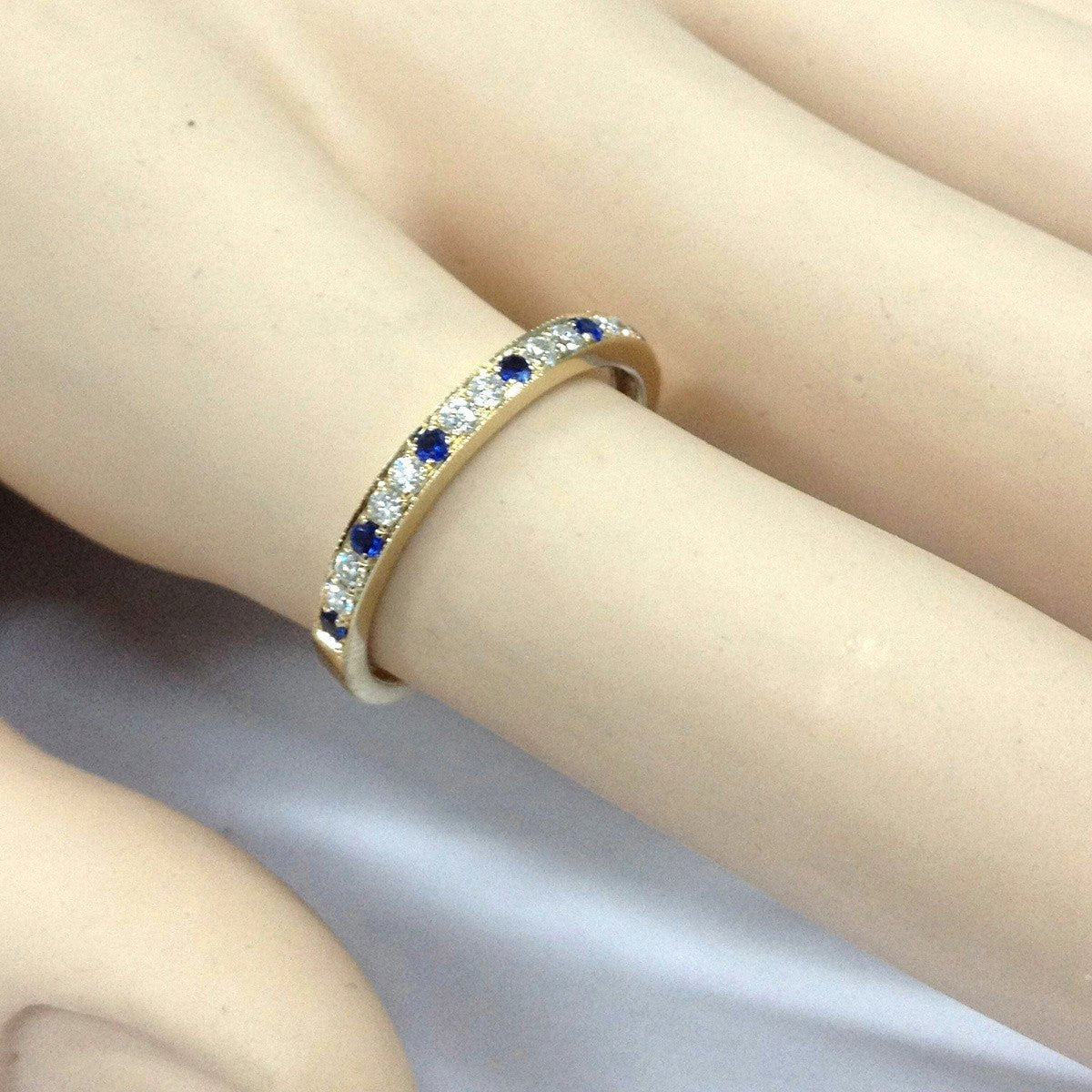 Half Eternity Moissanite Sapphire September Birthstone Band - Lord of Gem Rings