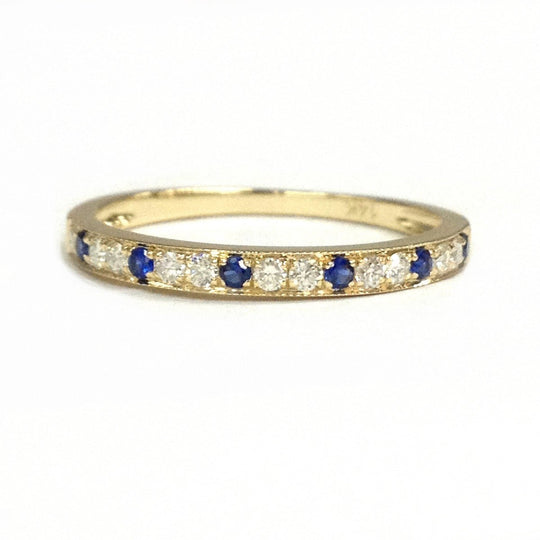Half Eternity Moissanite Sapphire September Birthstone Band