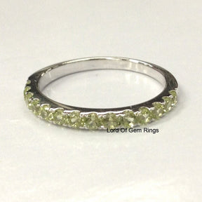 Half Eternity Pave-set Peridot August Birthstone Band in White Gold - Lord of Gem Rings