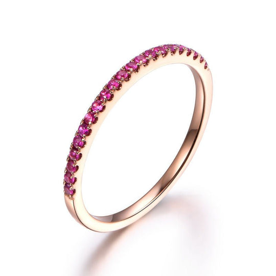 Half Eternity Pave-Set Red Ruby July Birthstone Band