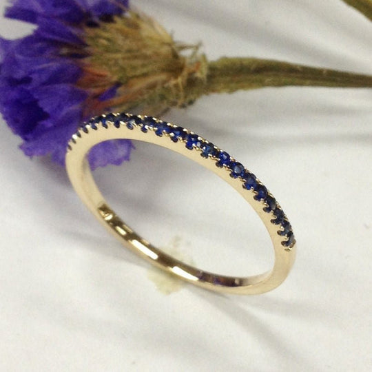 Half Eternity Pave-Set Sapphire Thin Design September Birthstone Band