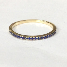 Half Eternity Pave-Set Sapphire Thin Design September Birthstone Band - Lord of Gem Rings