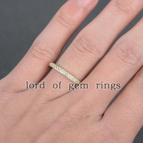 Half Eternity Pave-Set Yellow Sapphire Milgrain September Birthstone Band - Lord of Gem Rings