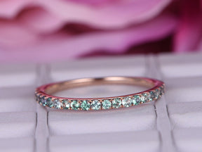 Half Eternity Pvae-Set Alexandrite Wedding Band 14K Rose Gold - Lord of Gem Rings